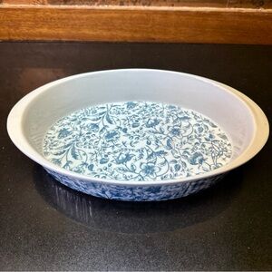 APILCO Porcelain France Blue White Floral Casserole Au Gratin Dish 11.5”